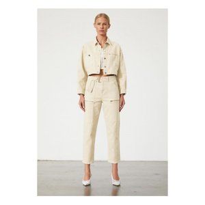 GRLFRND Gene Cropped Jacket in Bone Twill